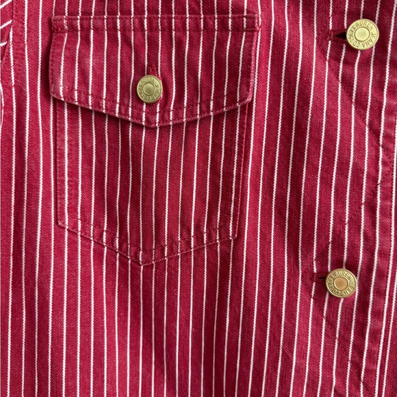 Vtg Ralph Lauren Jeans Co Blue Corduroy Collar Red Pinstriped Chore Barn Jacket - Picture 8 of 16